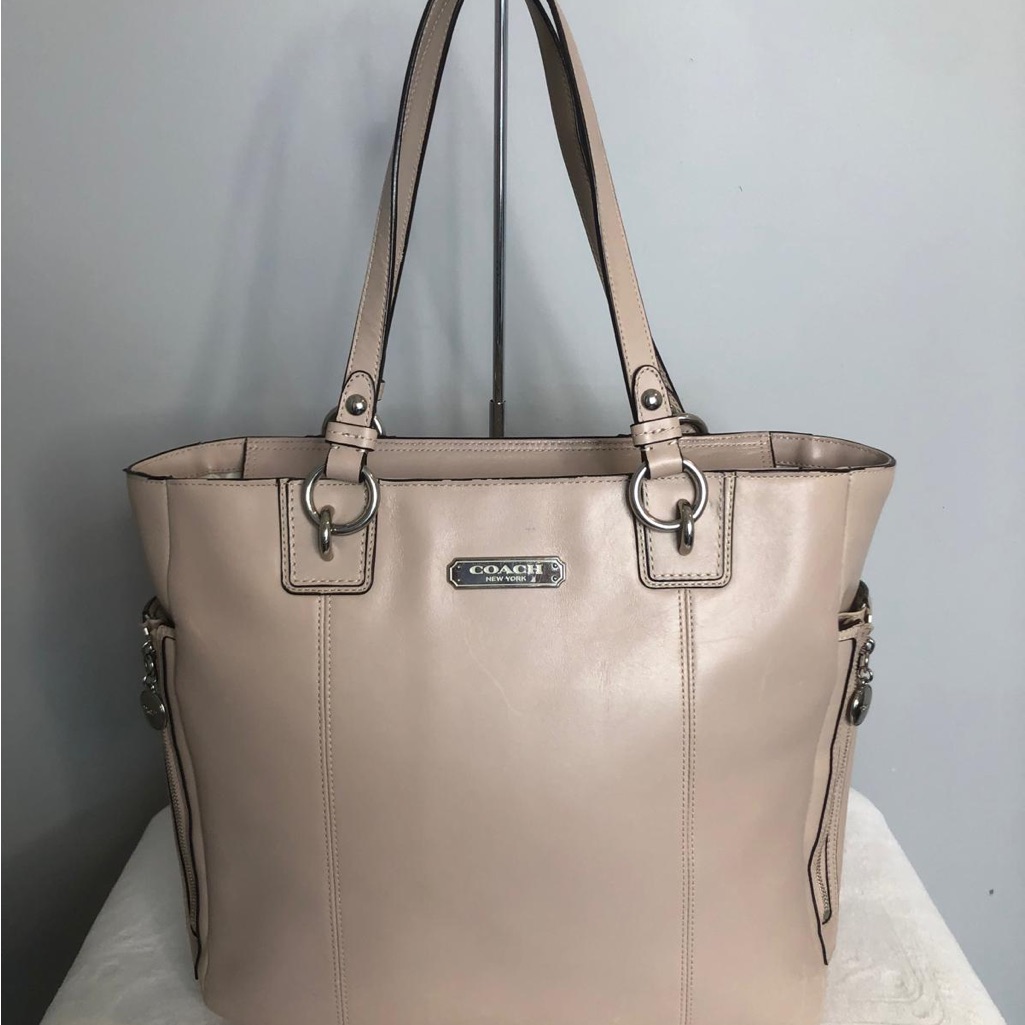 Coach Light Beige Leather Tote